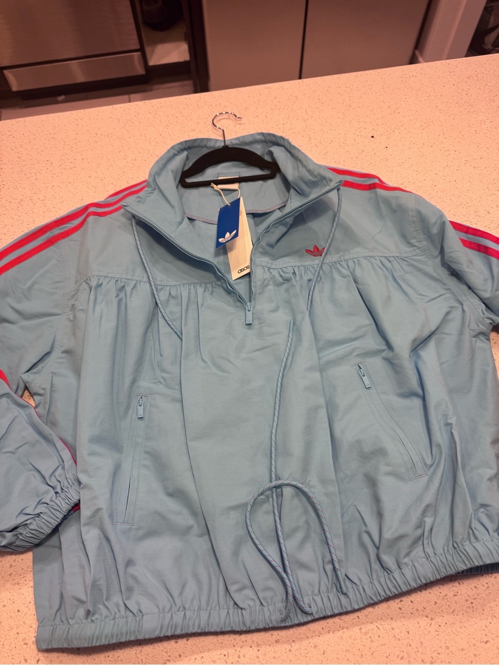 adidas Originals × ASOS Women’s XL Blue over the head track jacket in blue - Picture 7 of 9